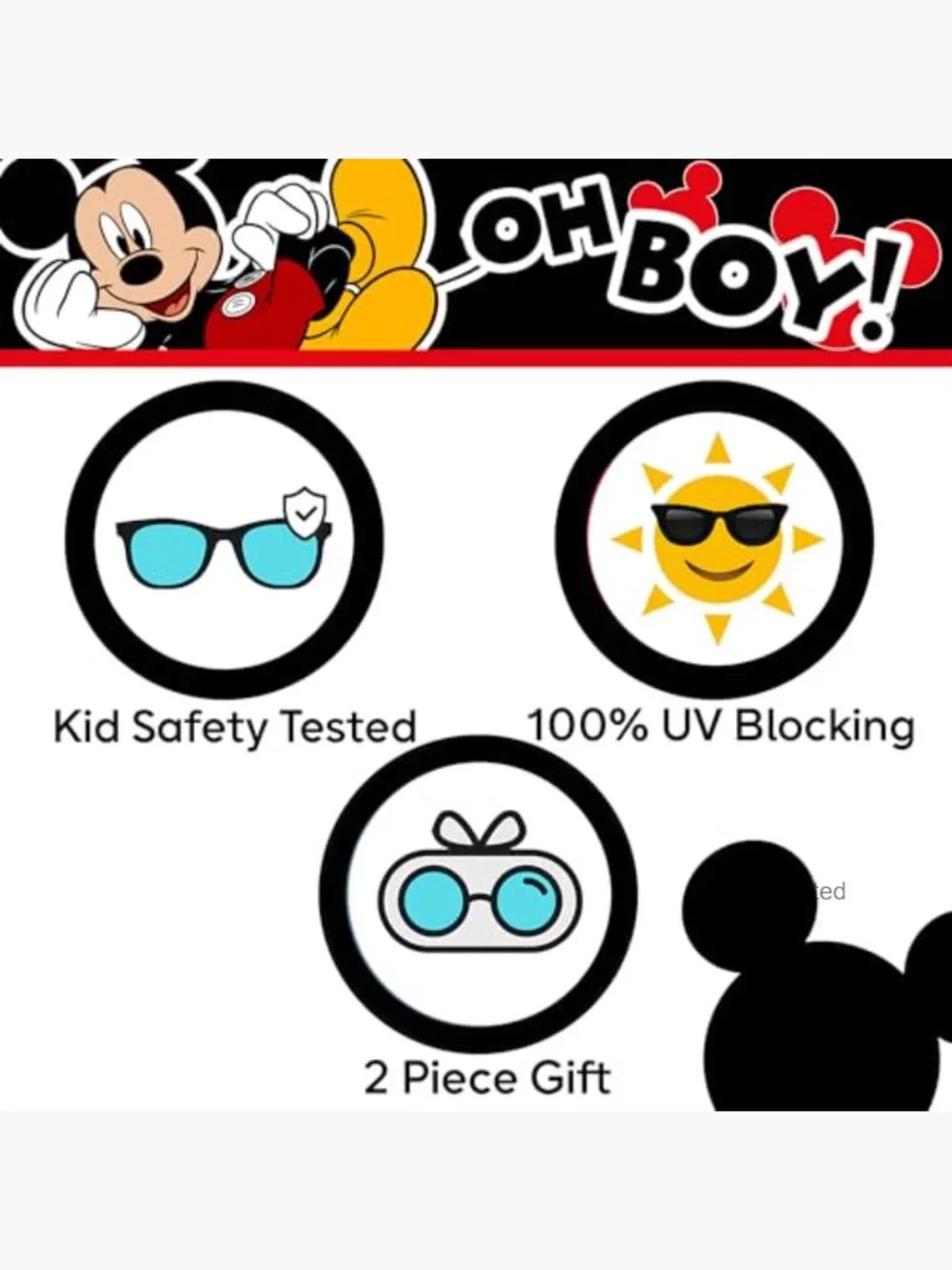 Mickey Mouse Kids Sunglasses UV400 Protective with Case